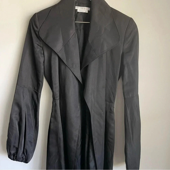 To The Max black satin open front belted trench coat size small - Picture 8 of 15